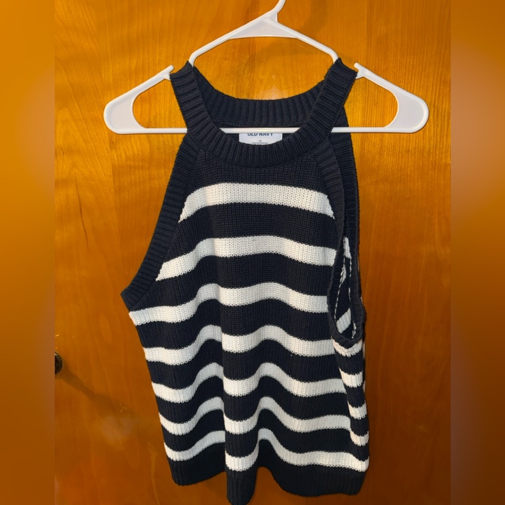 Old Navy Navy and White Striped Knit Top